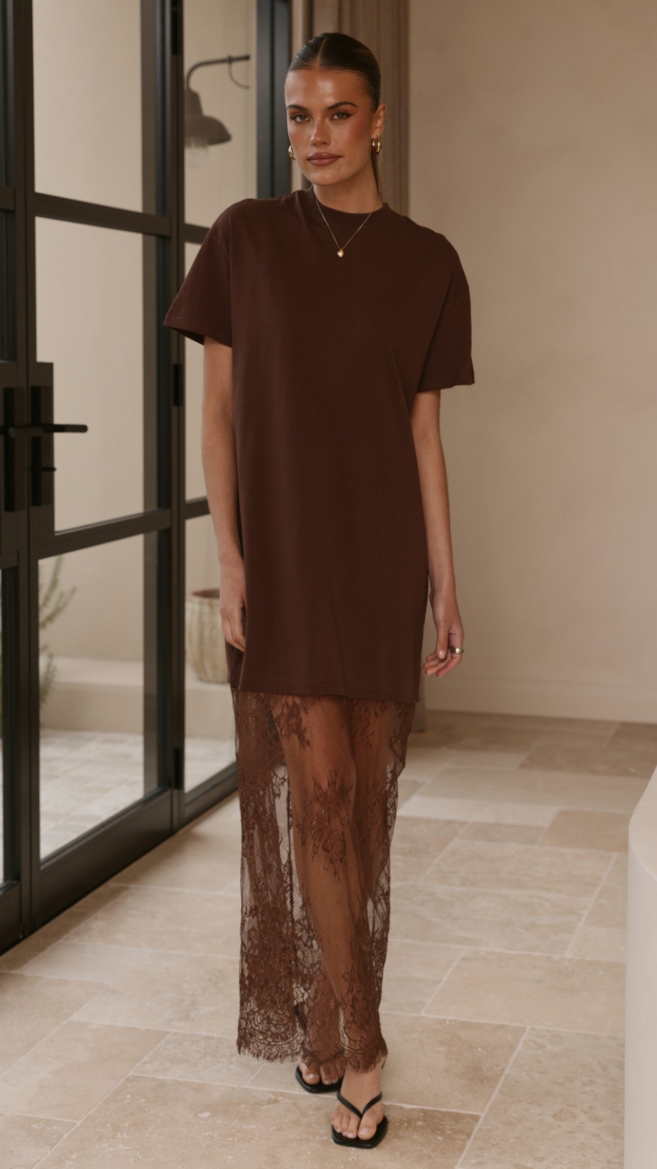 Adora T-Shirt Maxi Dress - Chocolate