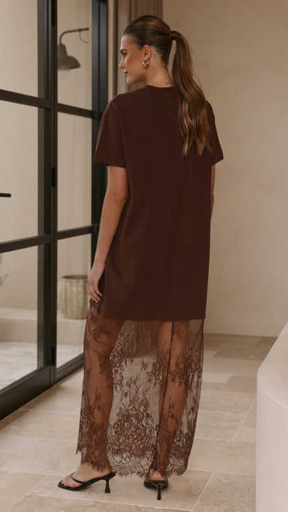 Adora T-Shirt Maxi Dress - Chocolate
