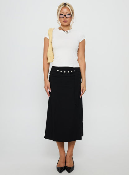 Ammie Studded Belt Midi Skirt Black