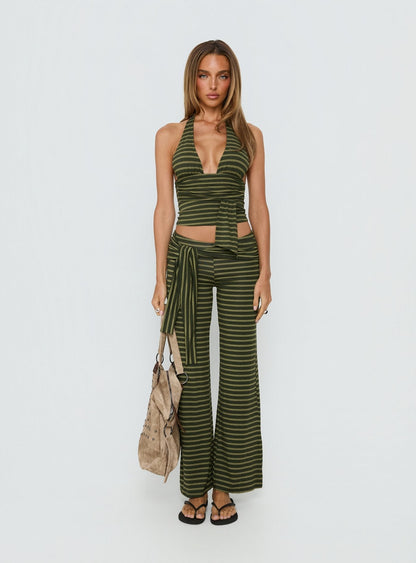 Aprilla Halter Top Green Stripe