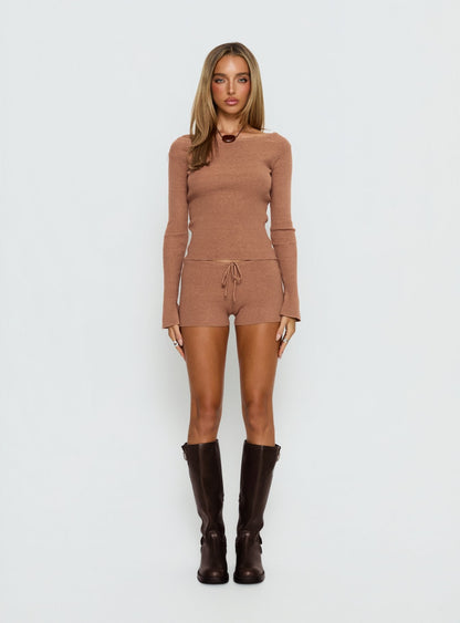 Ahani Low Rise Knit Shorts Mocha