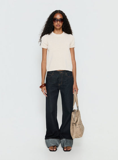 Ashfield Crew Neck Short Sleeve Top Beige