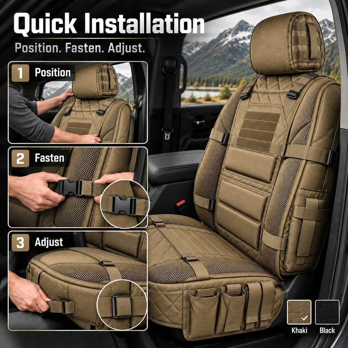 Tactical MOLLE Car Seat Cover Organizer – Rugged Protection & Smart Storage