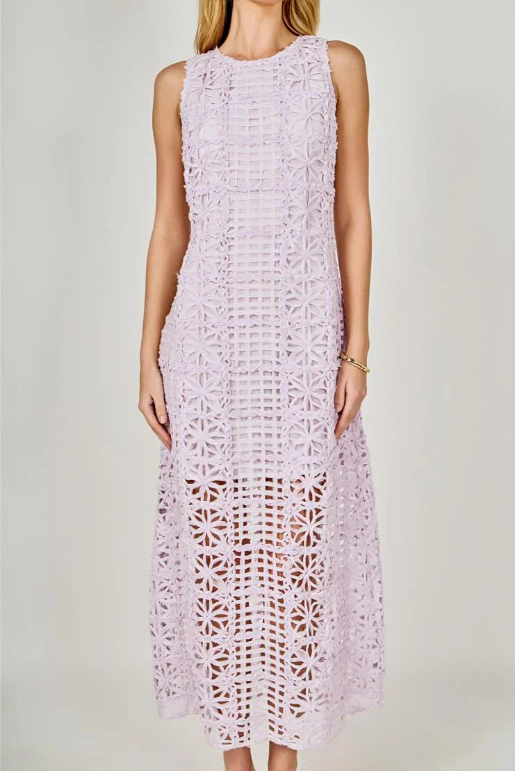 Arie Summer Crocheted Midi Dress - Lilac