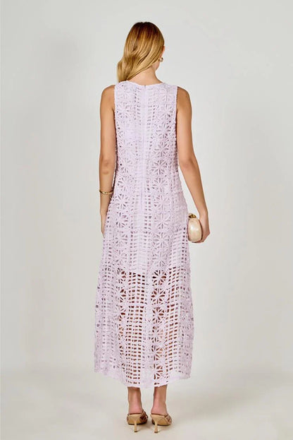 Arie Summer Crocheted Midi Dress - Lilac
