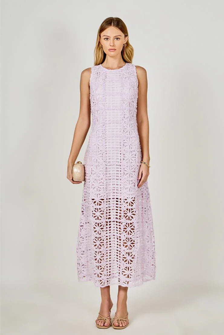 Arie Summer Crocheted Midi Dress - Lilac