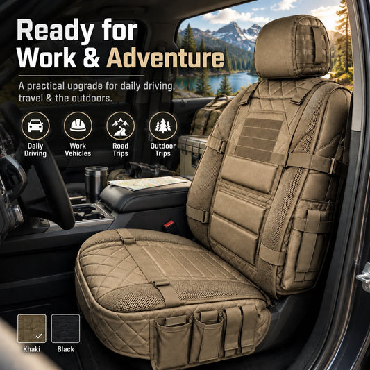 Tactical MOLLE Car Seat Cover Organizer – Rugged Protection & Smart Storage