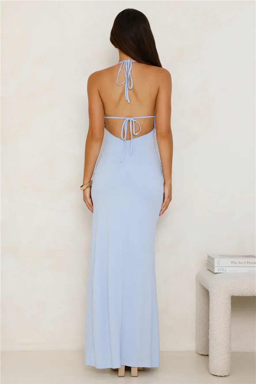 Art Of Attraction Halter Maxi Dress Blue