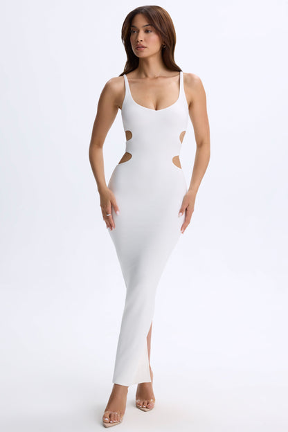 Modal Plunge Cut-Out Maxi Dress in White