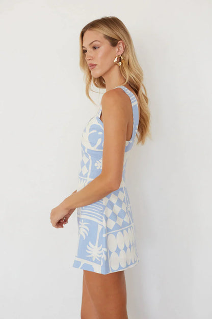Asteria Printed Mini Romper Dress
