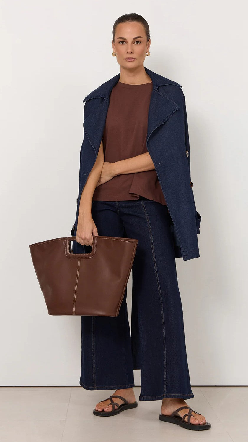 Stitched Tote Bag - Chocolate