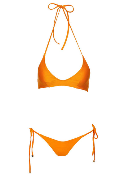 Athia Halter Shine Bikini Top Orange