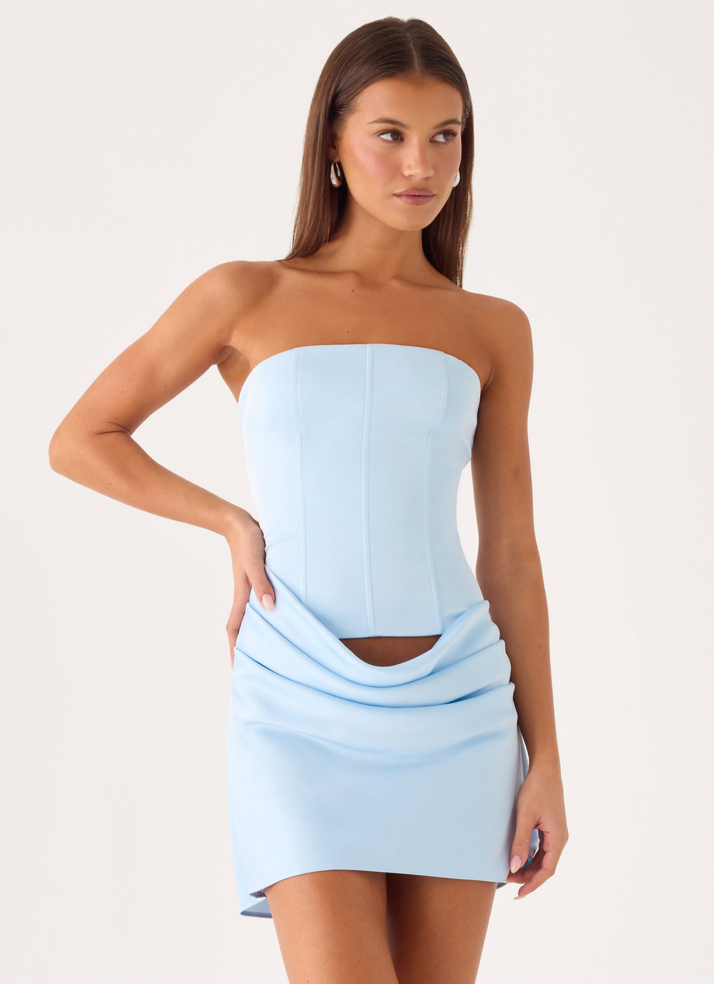 Alva Strapless Mini Dress - Blue