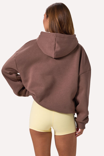 Embroidered Oversized Hoodie in Cocoa
