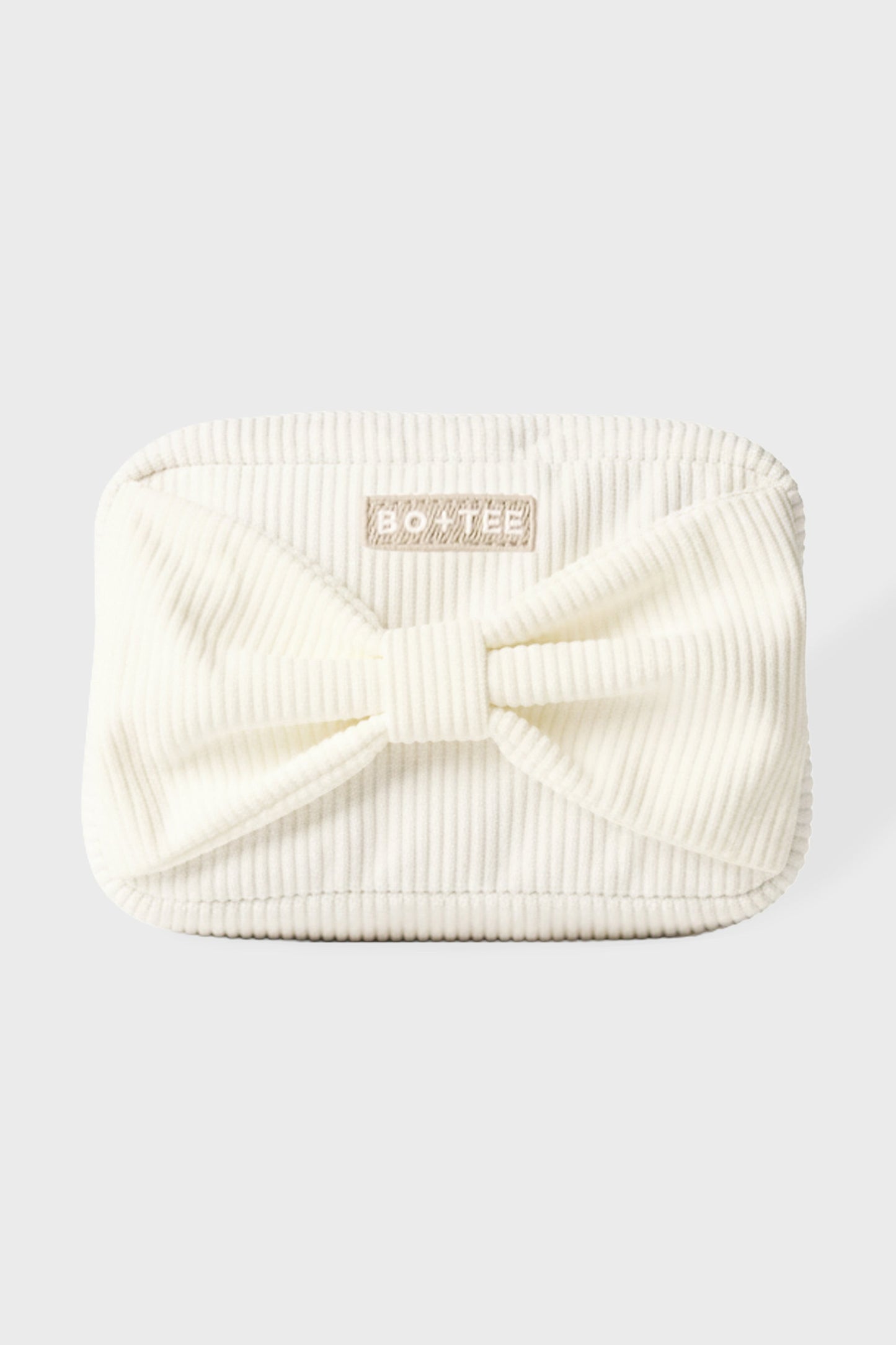 Corduroy Bow Makeup Bag in Coconut