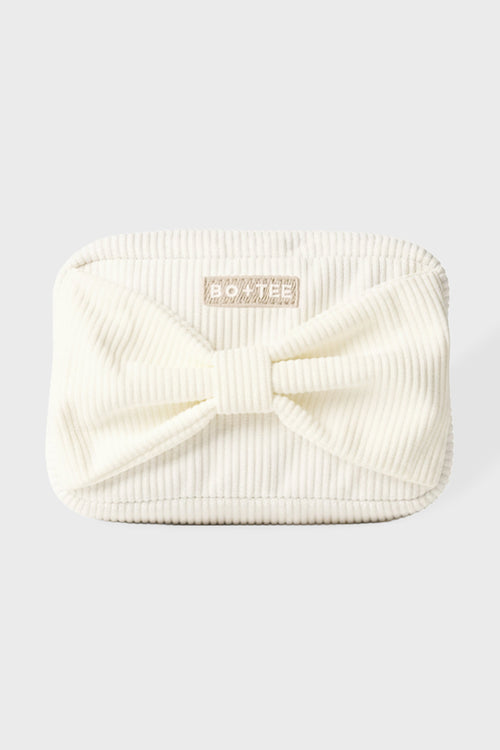 Corduroy Bow Makeup Bag in Coconut