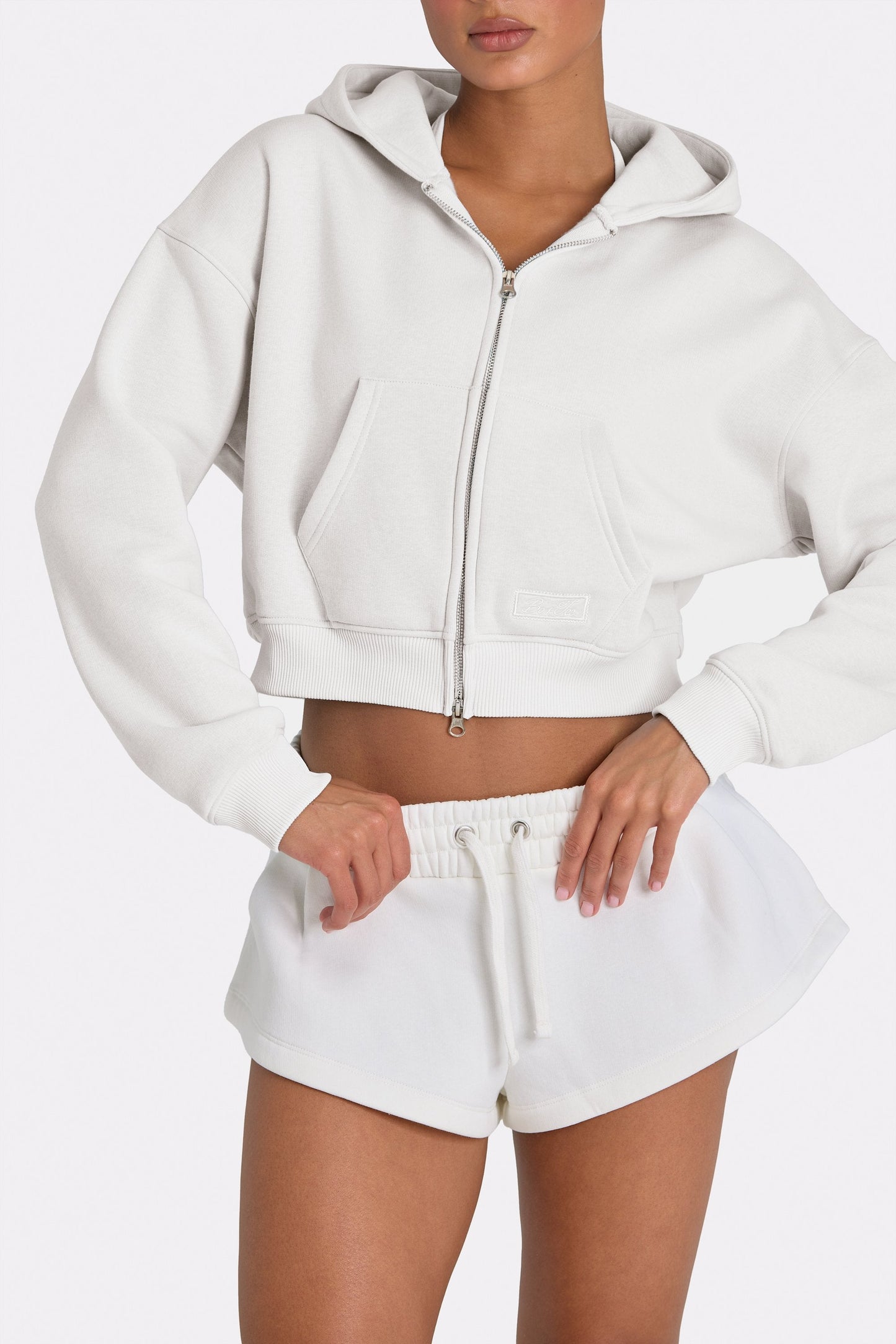 Oversized Zip-Up Hoodie  in Coconut