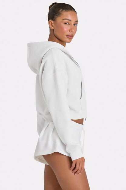 Oversized Zip-Up Hoodie  in Coconut