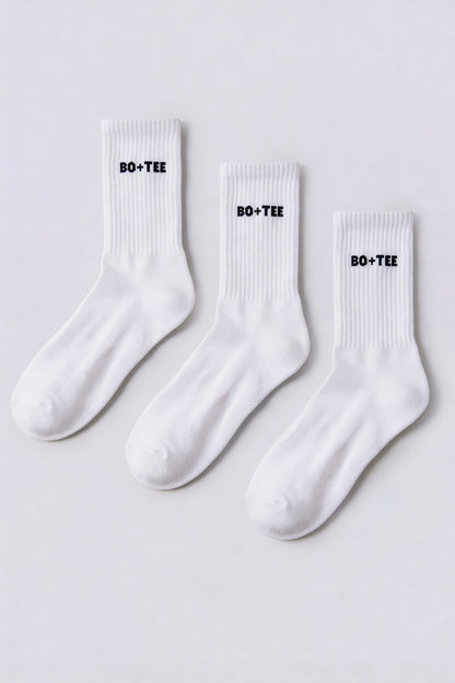 Ribbed Half-Crew 3-Pack Socks in White