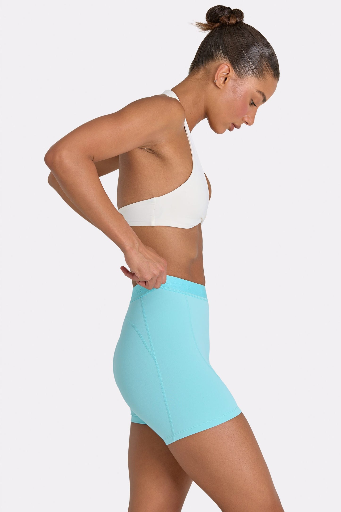 Soft Active Mini Shorts in Aqua