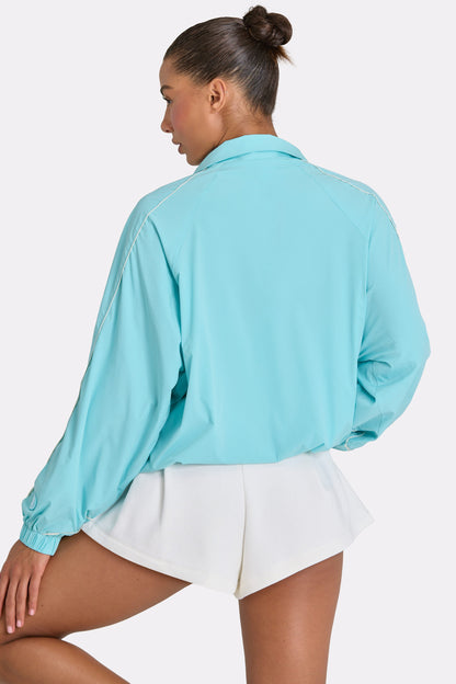 Oversized Track Jacket in Aqua