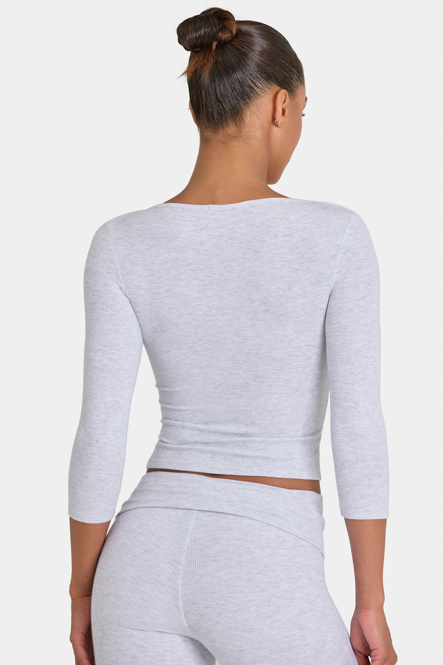 ButterCloud™ 3/4 Sleeve Top in Grey Marl