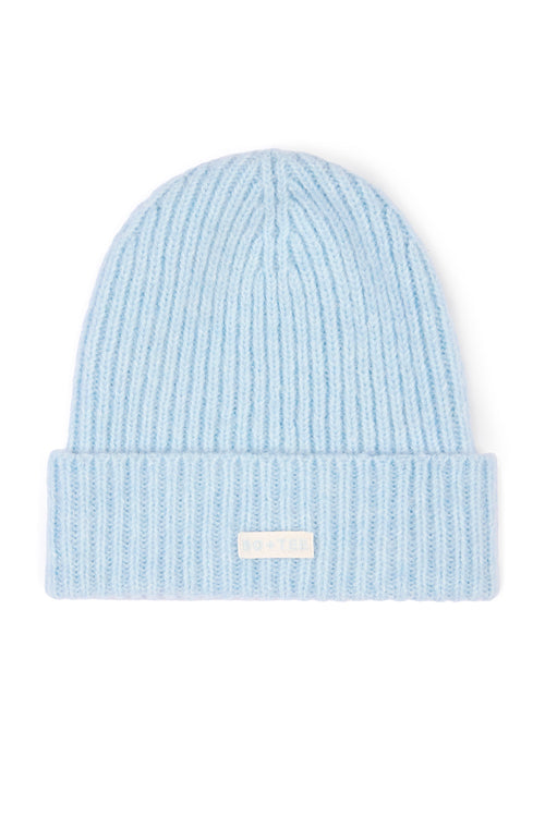 Ribbed Knit Beanie Hat in Powder Blue