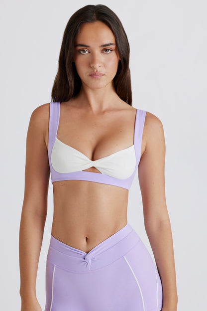 Soft Active Twist-Front Sports Bra in Lavender