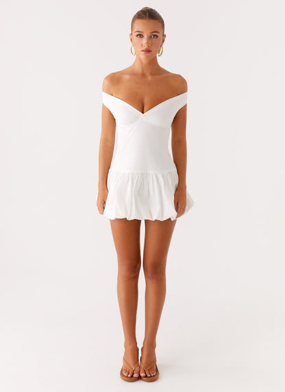 Endless Romance Off Shoulder Mini Dress - White