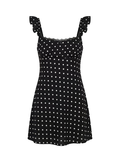 Beacall Mini Dress Black Polka Dot