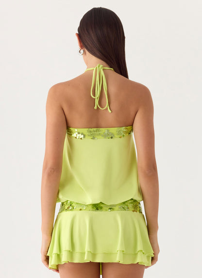 Gala Sequin Mini Dress - Lime