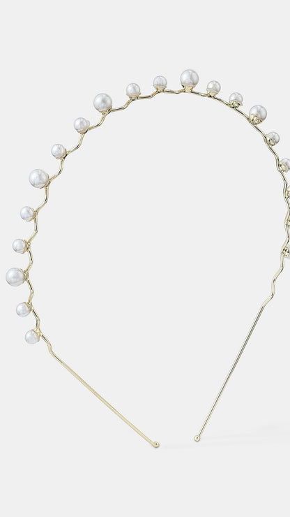 Isla Dainty Pearl Statement Headband - White