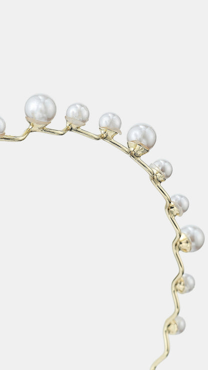 Isla Dainty Pearl Statement Headband - White