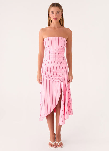 Jorvana Midi Dress - Strawberry Stripe
