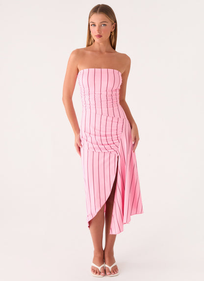 Jorvana Midi Dress - Strawberry Stripe