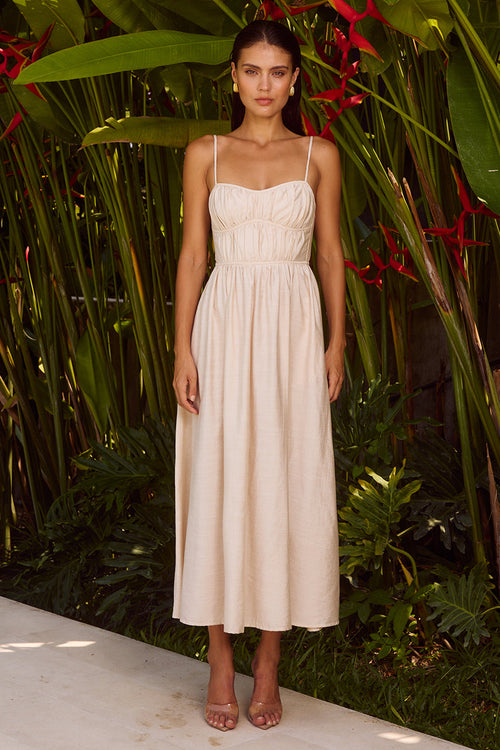 Kelani Luxe Midi Dress - Sand