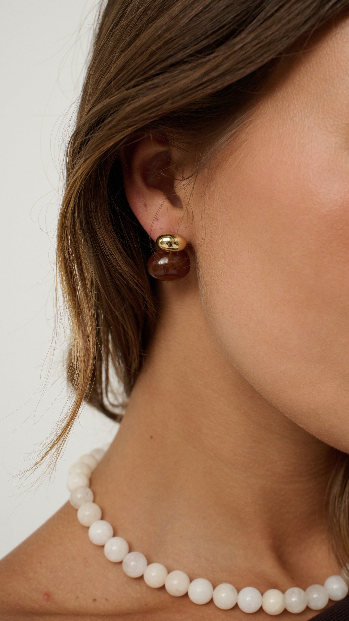 Bauble Cream Resin Earring - Brown