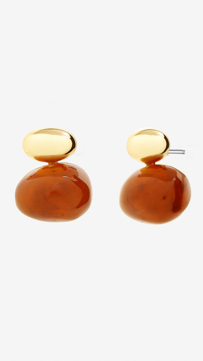 Bauble Cream Resin Earring - Brown