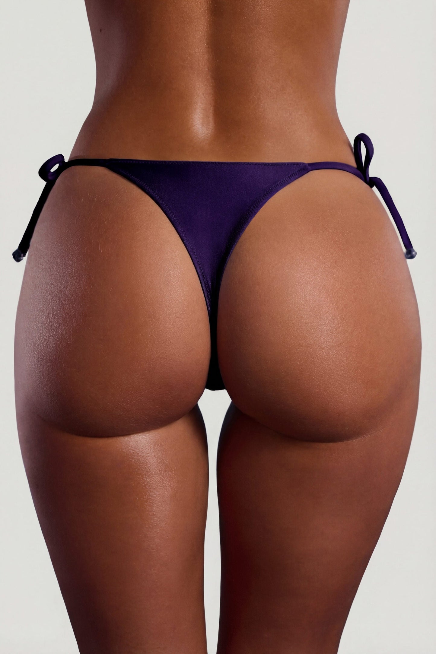 Bead-Embellished Double-Strap Triangle Bikini Top in Deep Purple