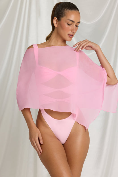 Sheer Poncho in Candyfloss Pink