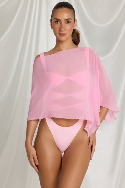 Sheer Poncho in Candyfloss Pink