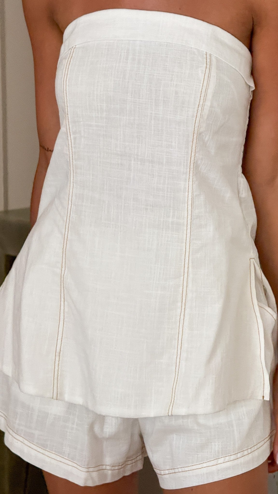 Sapphira Strapless Top and Shorts Set - White