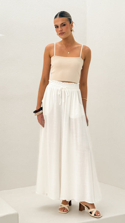 Avery Wide Leg Pants - White