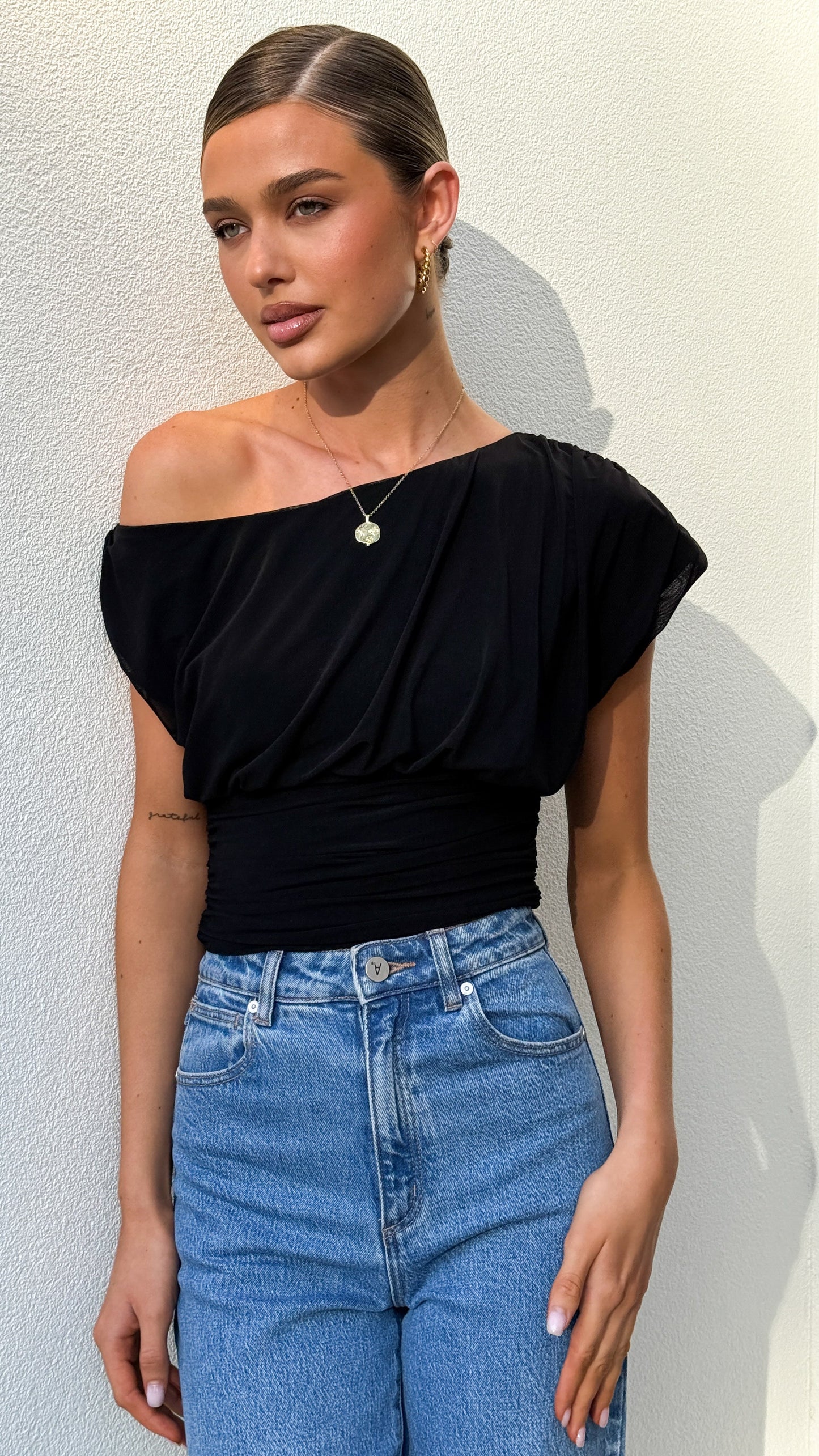 Debby Off Shoulder Top - Black