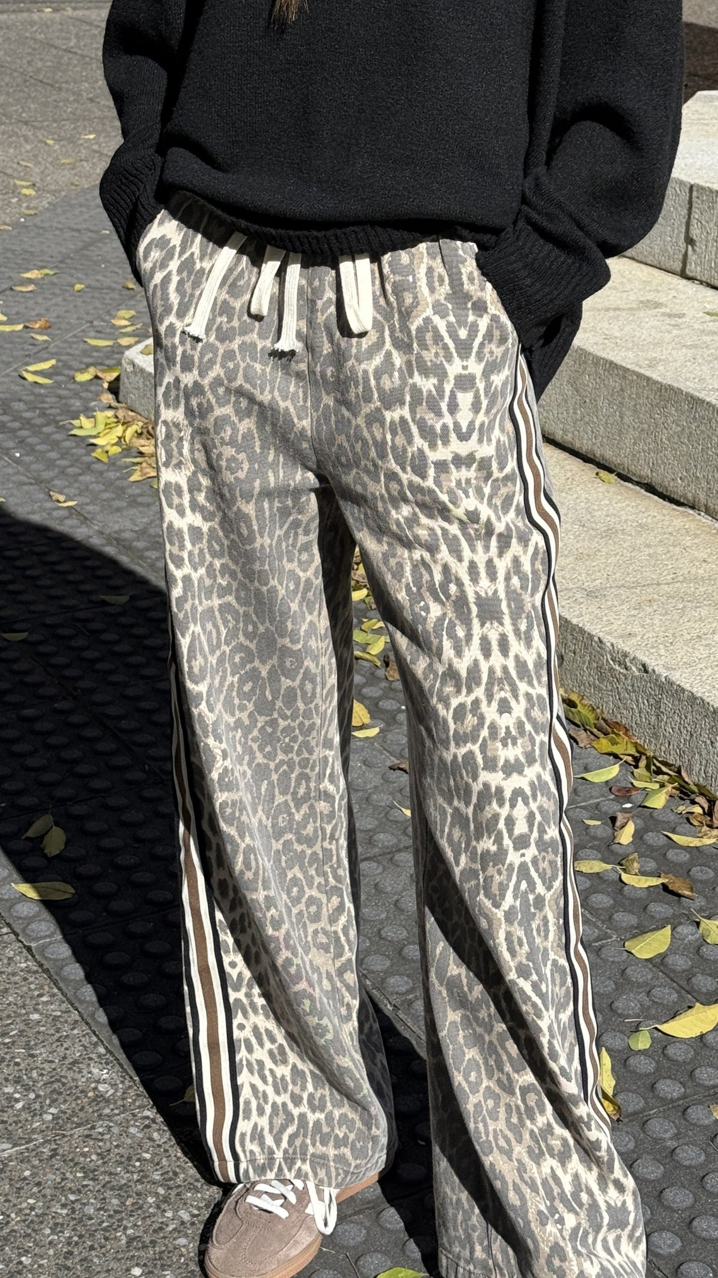 Vox Pants - Leopard Print Racer Stripe
