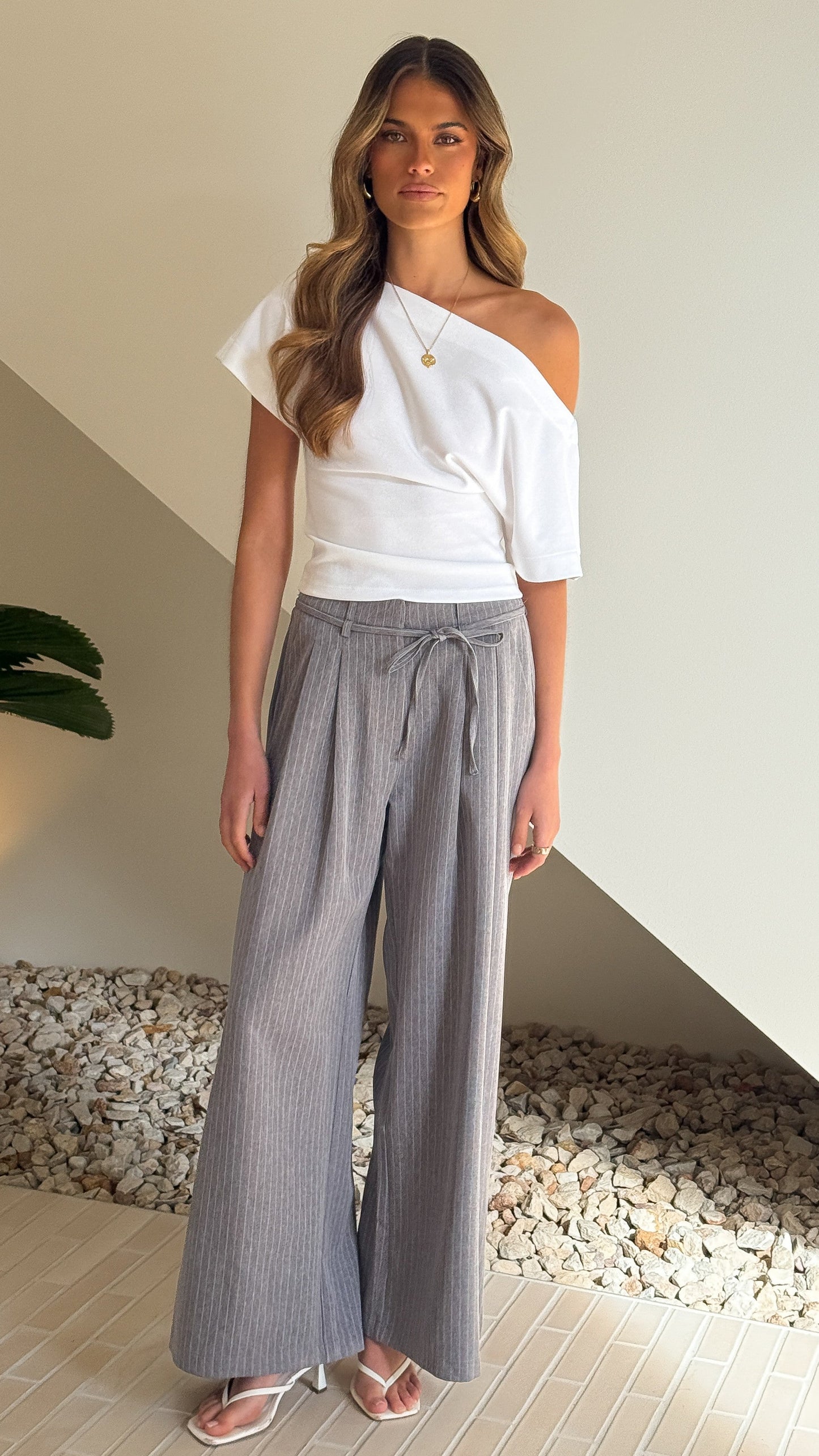 Issay Pants - Grey Pinstripe