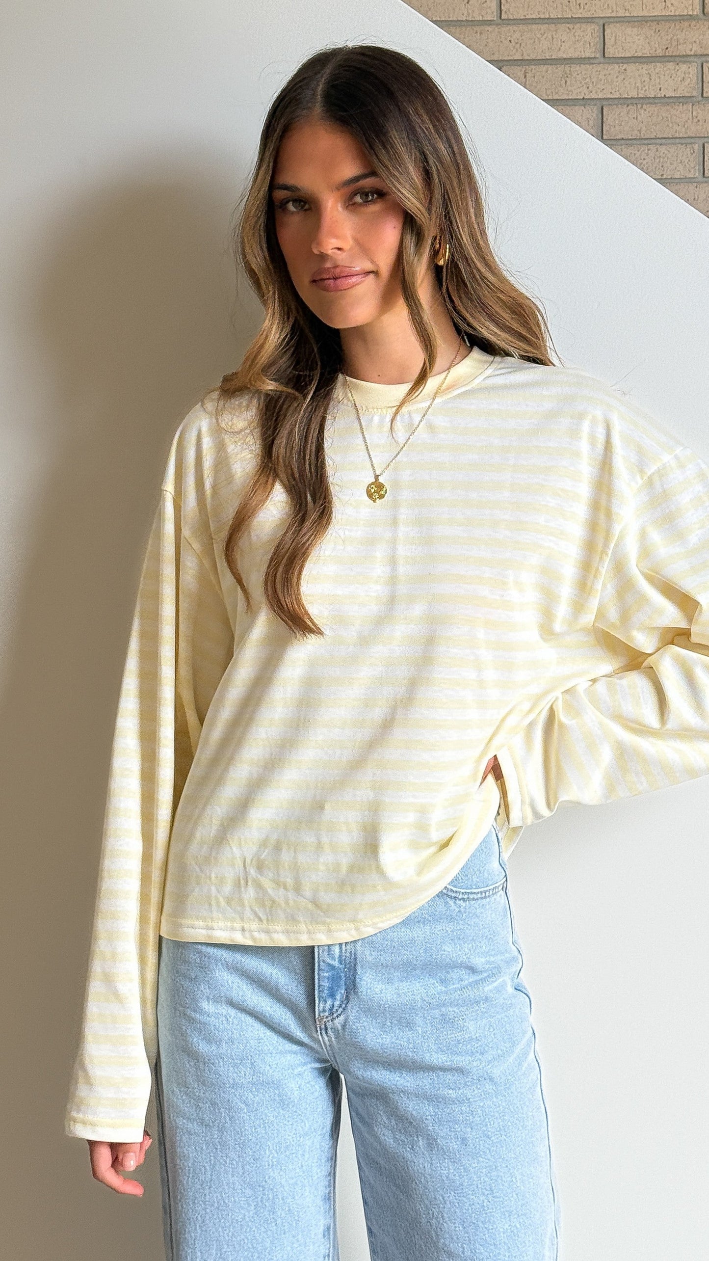 Solana Long Sleeve Top - Yellow Stripe
