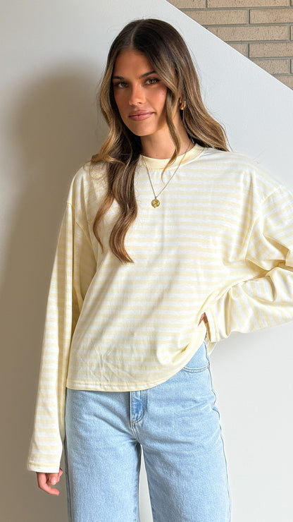 Solana Long Sleeve Top - Yellow Stripe