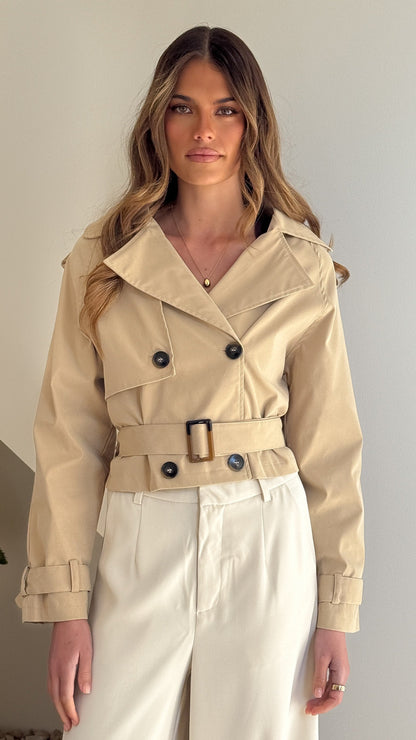 Deena Cropped Coat - Beige