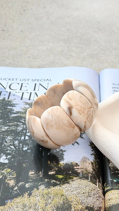Whitney Stretch Bracelet - Cream Marble